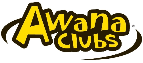 This image displays the logo for "Awana Clubs," a Christian organization focused on providing Bible-based programs for children and youth. The logo features the name "Awana Clubs" in bright yellow, stylized text with bold black outlines and a swooping underline, creating a playful and dynamic look.